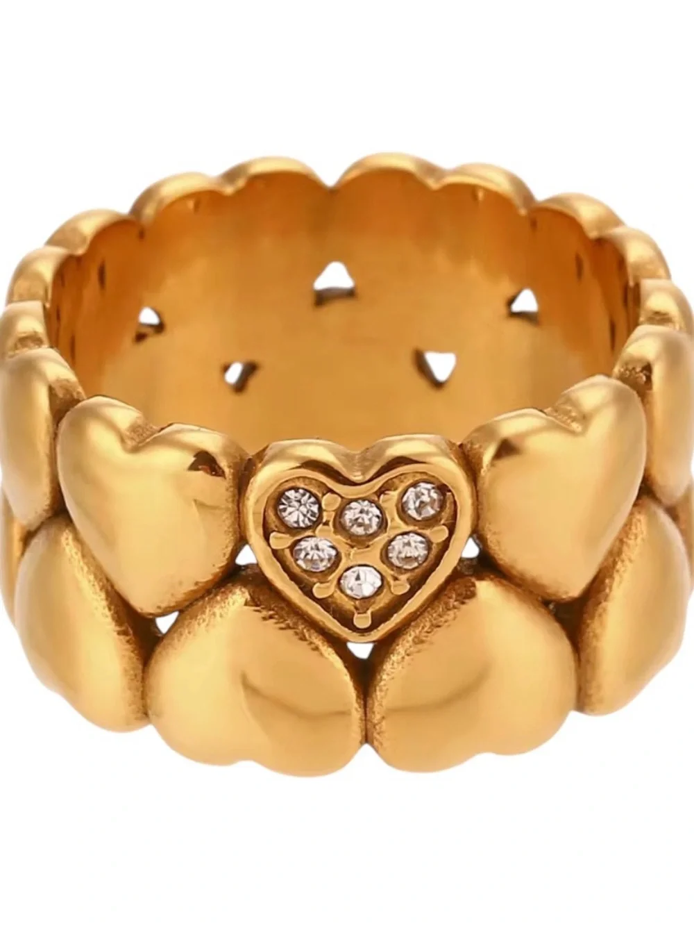 NWT Gold Heart Ring with Pavé Accent Size 7
